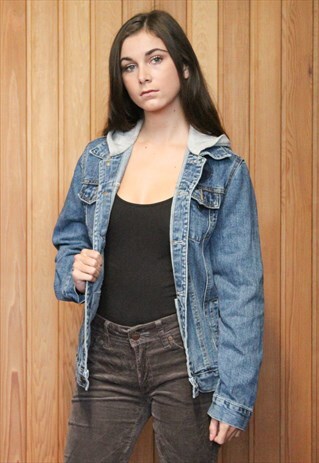 VINTAGE 1990S BLUE HOODIED DENIM JACKET