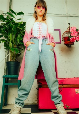 REWORKED VINTAGE Y2K FLORAL EMBROIDERED JEANS