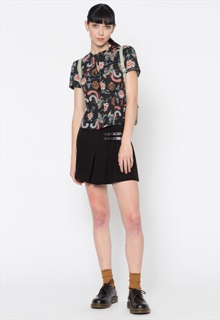 BLACK BUTTON UP PHOENIX BLOUSE