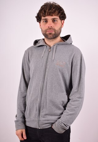EMPORIO ARMANI MENS VINTAGE HOODIE JACKET MEDIUM GREY 90S