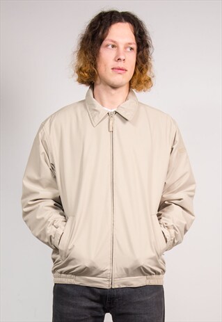 90'S BEIGE RALPH LAUREN CHAPS FLEECE LINED BOMBER JACKET