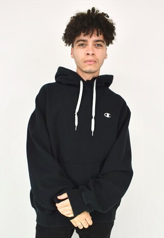 VINTAGE 90'S BLACK AND GREY CHAMPION HOODIE