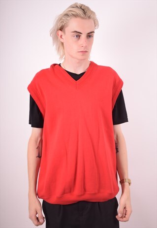 LEVI'S MENS VINTAGE SLEEVELESS SWEATSHIRT JUMPER XL RED 90S