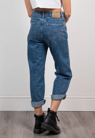 VINTAGE 90'S DARK BLUE DENIM MOM JEANS