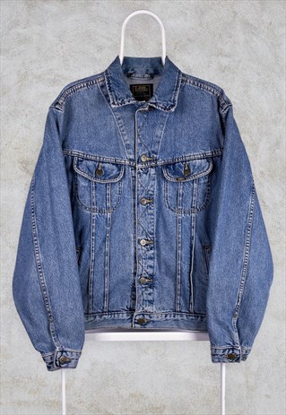 VINTAGE LEE BLUE DENIM JACKET SANFORIZED TRUCKER UNION MADE