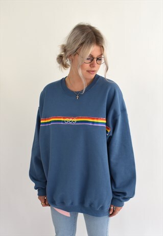 G&G UNISEX INDIGO RAINBOW RIBBON SWEAT