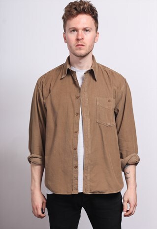 VINTAGE CORDUROY CORD SHIRT BROWN