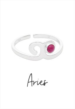 Aries horoscope zodiac ring in 925 sterling silver
