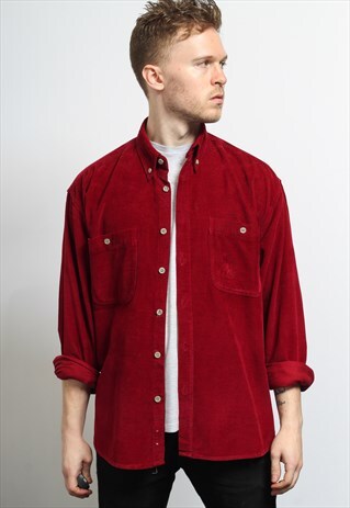 VINTAGE CORDUROY CORD SHIRT RED