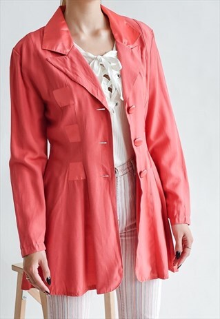 Vintage 80s Salmon Pink Prolonged Blazer