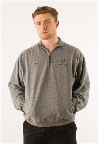 VINTAGE GREY NIKE QUARTER ZIP SWEATSHIRT LARGE