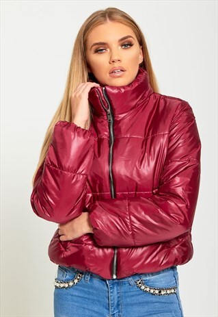 HIGH NECK CROPPED PUFFER COAT