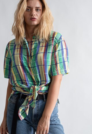 VINTAGE 80S FUNKY SHIRT WITH CHECKERED PATTERN