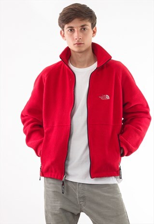VINTAGE THE NORTH FACE FULL ZIP JACKET PILE 90S RED