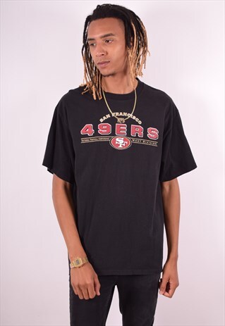 MENS VINTAGE NFL 49ERS T-SHIRT TOP XL BLACK 90S