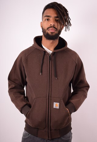 CARHARTT MENS VINTAGE HOODIE SWEATER MEDIUM BROWN 90S