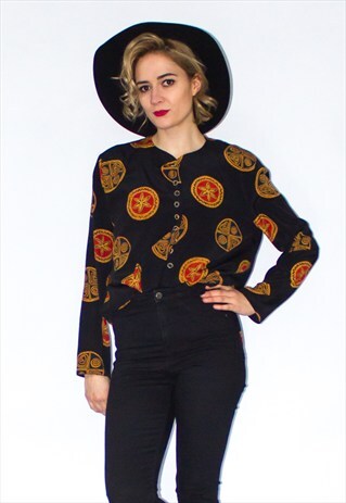 VINTAGE 90'S PATTERNED BUTTON UP BLOUSE
