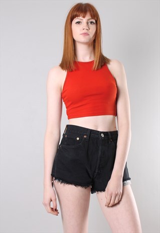 VINTAGE 90S LEVIS BLACK CUT OFF DENIM FESTIVAL SHORTS