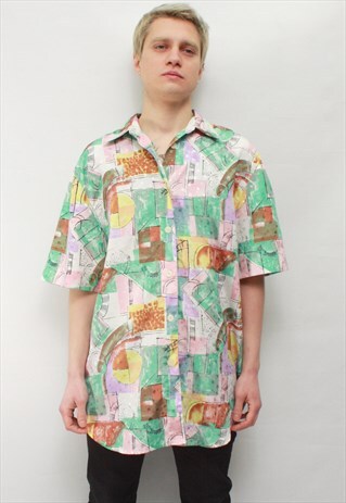 VINTAGE 80' AMAZING COOL CLASSIC PASTEL COLORFUL SHIRT