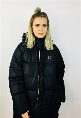 VINTAGE 90S BLACK NIKE AIR TRENCH PUFFER COAT