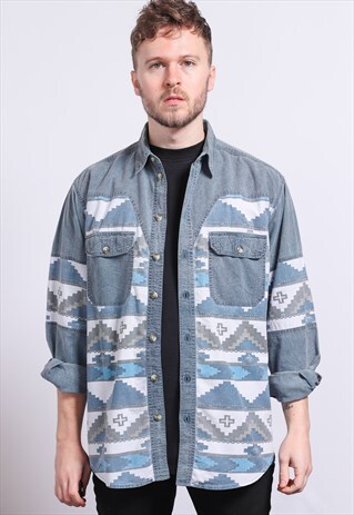 VINTAGE AZTEC PATTERNED SHIRT