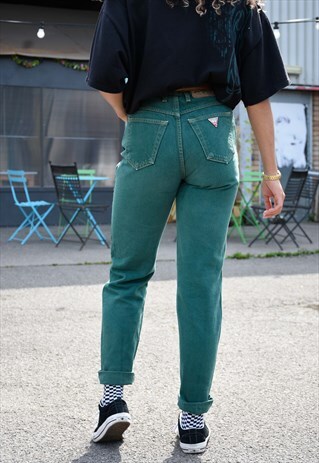 GUESS HIGH WAISTED GREEN JEANS