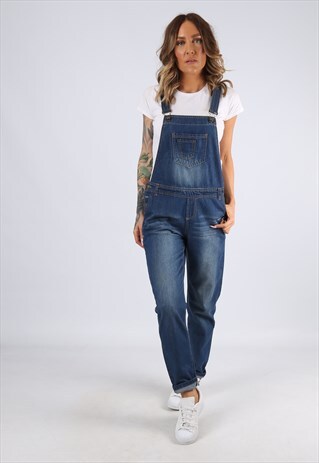 DENIM DUNGAREES TAPERED LEG VINTAGE UK 10 (C94A)