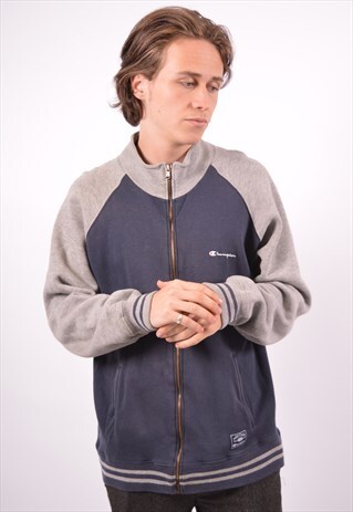 VINTAGE CHAMPION TRACKSUIT TOP JACKET NAVY BLUE