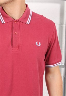 Vintage Fred Perry Polo Shirt in Red Short Sleeve Top Large