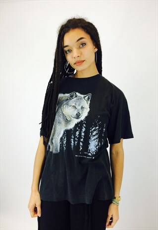 VINTAGE WOLF PRINT T SHIRT