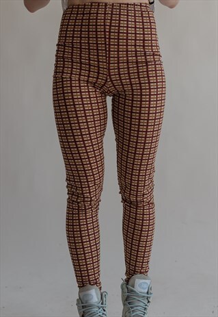 VINTAGE 80S CHECKERED LEGGINGS IN HIGH WAIST