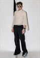 90'S VINTAGE COTTAGE CORE CROCHET PONCHO WITH CREAMY WHITE