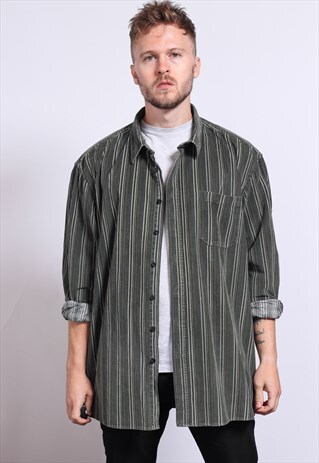 VINTAGE CORDUROY CORD STRIPED SHIRT