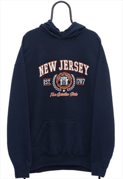 Vintage New Jersey Graphic Navy Hoodie Womens