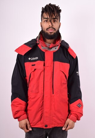 COLUMBIA MENS VINTAGE WINDBREAKER JACKET LARGE RED 90'S