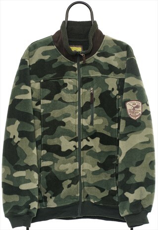 VINTAGE ATLAS FULL ZIP GREEN CAMOUFLAGE FLEECE WOMENS
