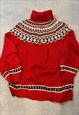 VINTAGE KNITTED JUMPER PATTERNED ROLL NECK CHUNKY SWEATER