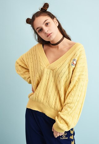 90'S PASTEL CRICKET STYLE OVERSIZED KNIT JUMPER