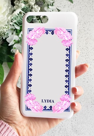 FLORAL FRAMED MONOGRAM PHONE CASE - SMALL INITIALS
