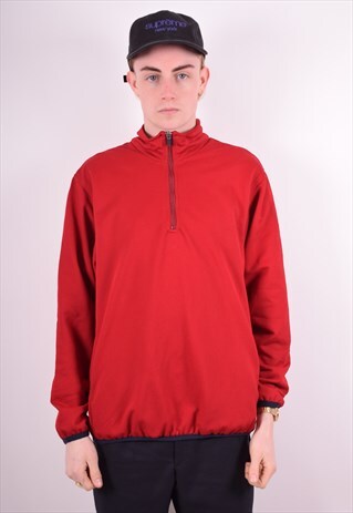 TOMMY HILFIGER MENS VINTAGE SWEATSHIRT JUMPER LARGE RED 90S