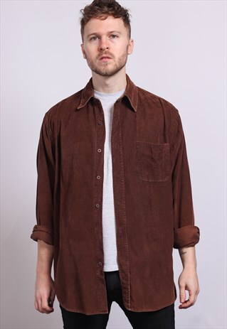 VINTAGE CORDUROY CORD SHIRT BROWN