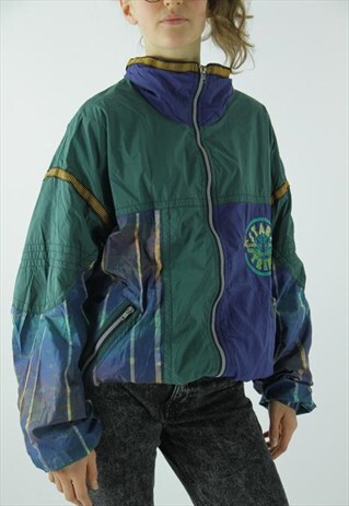 90'S RETRO TRACK JACKET GREEN BLUE