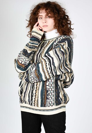 BEAUTIFUL COOGI STYLE 80'S CRAZY KNITTED JUMPER