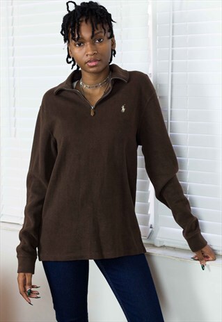VINTAGE POLO RALPH LAUREN 1/4 ZIP JUMPER LOGO 90S S 15.9