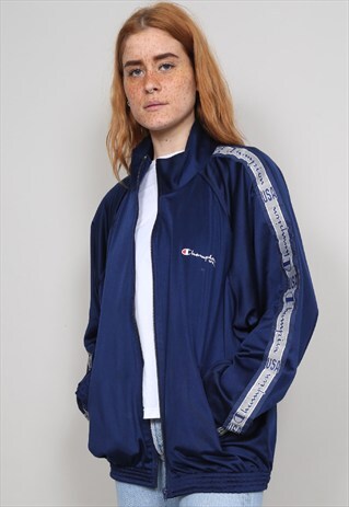 VINTAGE 90'S CHAMPION OVERSIZED NAVY TRACKSUIT SPORTS JACKET