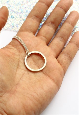 LARGE CHUNKY STERLING SILVER HOOP NECKLACE