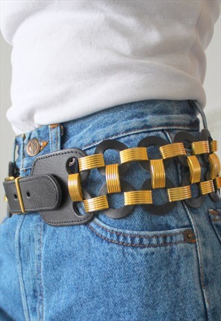 VINTAGE BELT BLACK COLOR WITH GOLD METAL