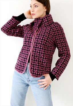 Retro Vintage Coat 70s Style Geometric Pattern Jacket