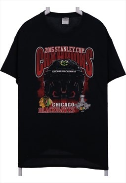 Vintage 90's Gildan T Shirt Chicago Blackhawks 2015 Stanley