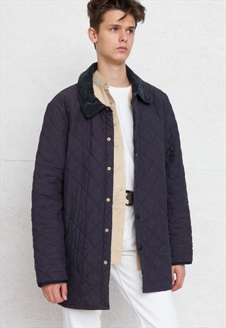 VINTAGE NAVY BARBOUR QUILTED COAT